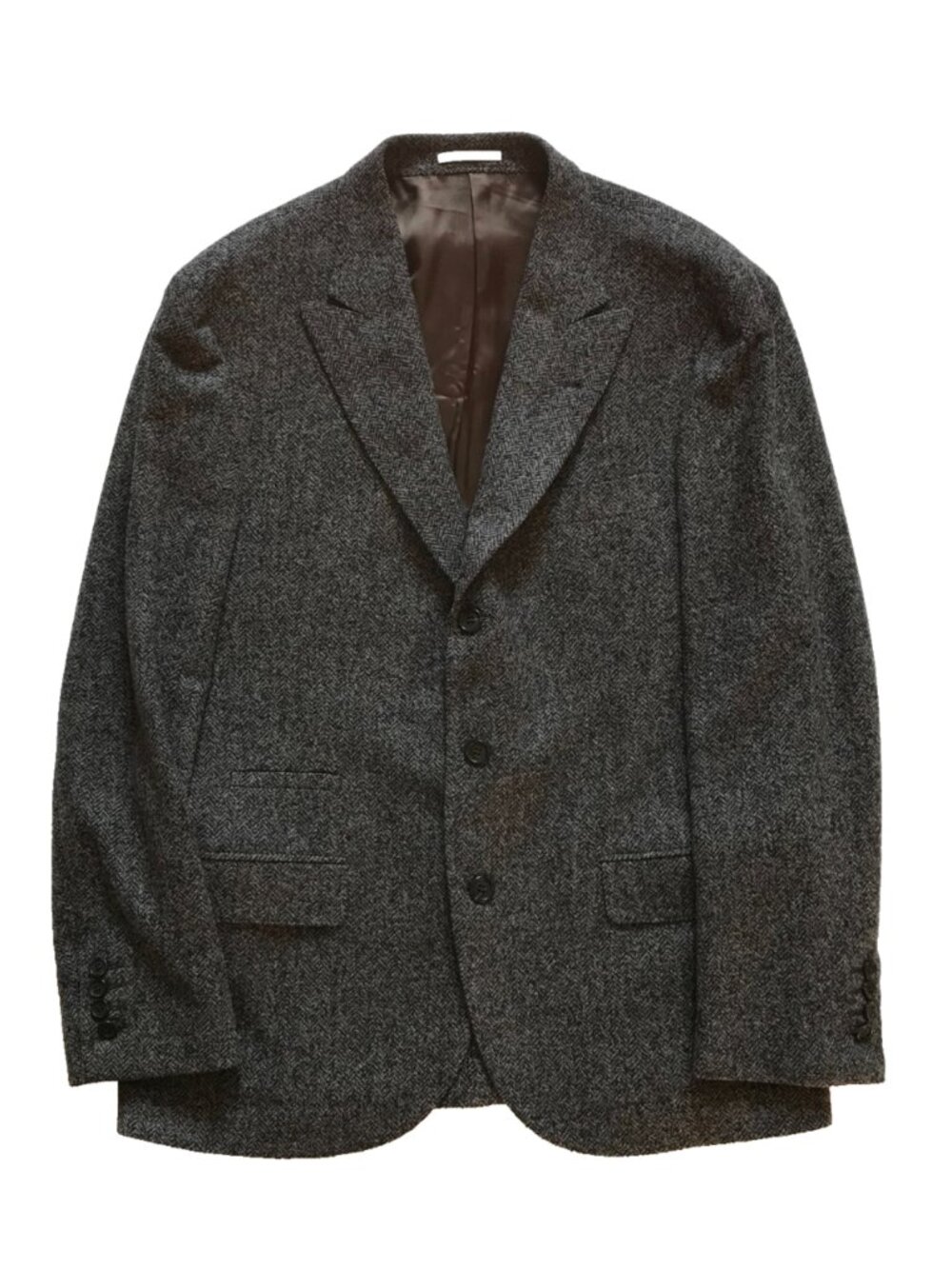 Brunello Cucinelli Herringbone Sport Coat Jacket Mens 52 40 Black Gray Wool Silk